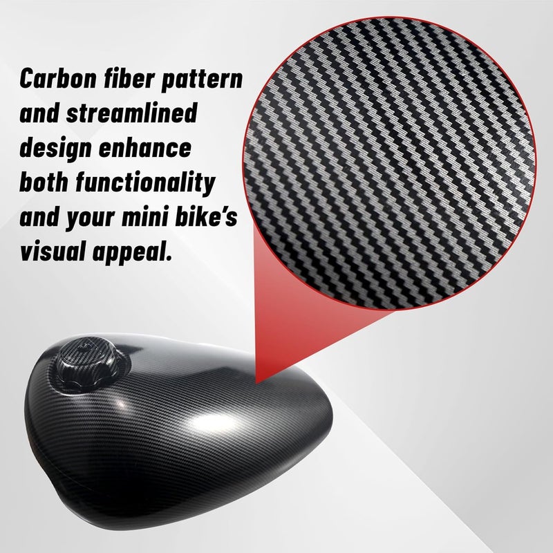 Swilpool Gas Fuel Tank fit for Coleman CT200U-EX for Axis M200 for Hisun HS200-3 & 196cc Mini Bikes 5.5L capacity with Carbon Fiber Pattern - Image 3